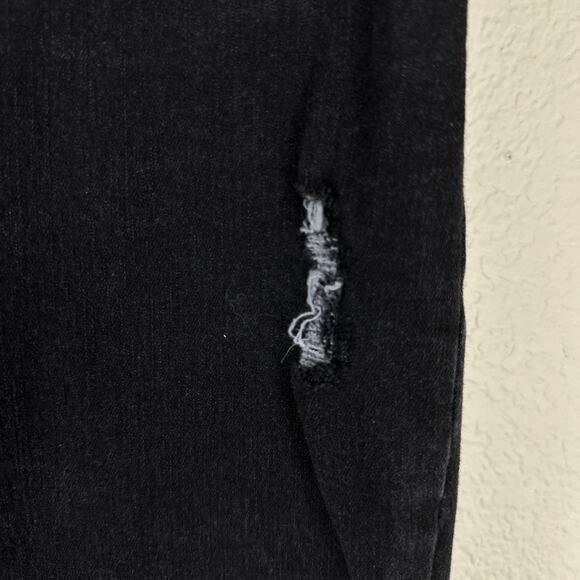 SPANX Black Distressed Skinny Jeans 1X High Rise Slimming Y2K Grunge Raw Hem - Picture 6 of 10